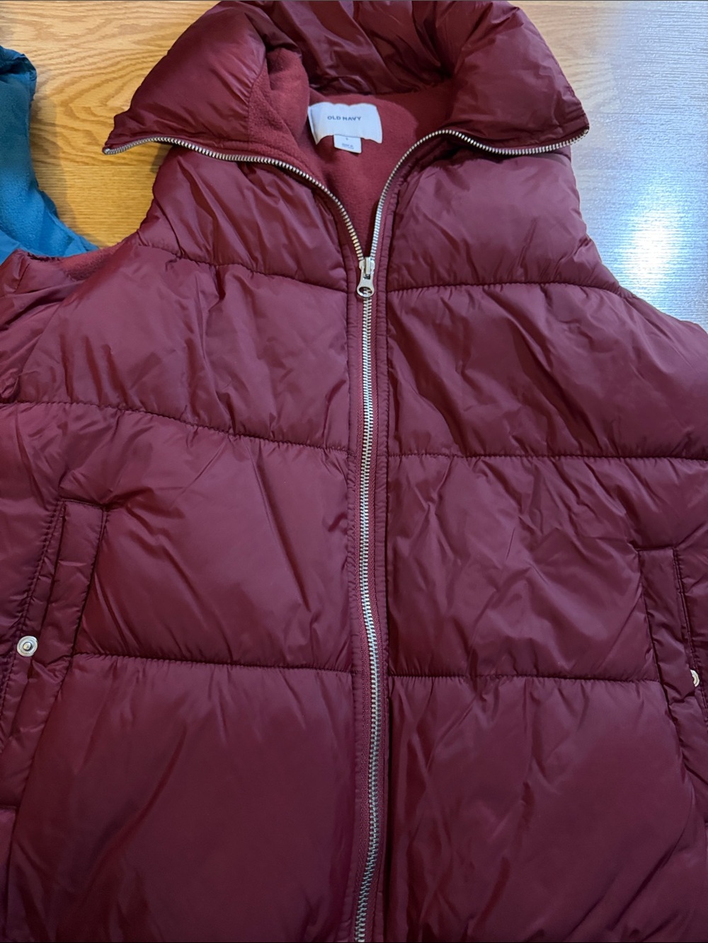 Old Navy Teal & Burgundy women Puffer Vests - Picture 3 of 5